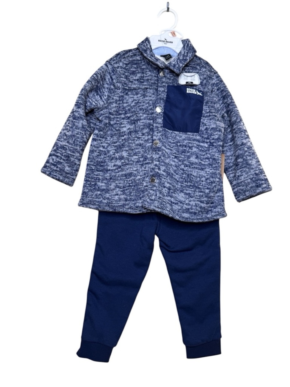Eddie Bauer Navy Heathered Top with Solid Navy Pants 2T
